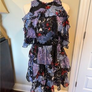 Alice + Olivia Nichola Cold Shoulder Floral Dress size 2